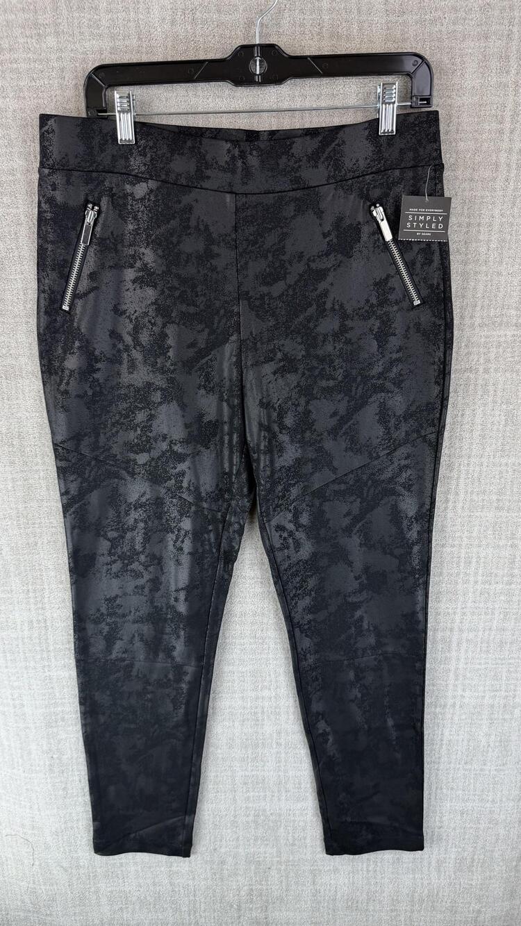 Simply Styled By Sears Pants Womens L Black Ponte Jegging Pull On Pockets